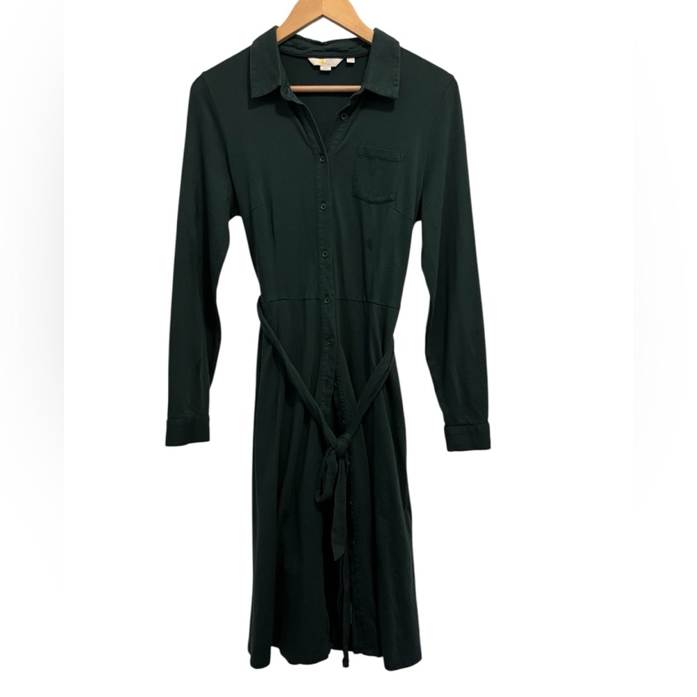 Boden Sz8R (US) Dark Teal Green Full Button Shirt Dress, Modal Cotton Blend